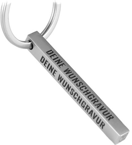 Tidero Cuboid Schlüsselanhänger mit Wunschtext personalisierbar - Geschenk aus Edelstahl - Gravur Wunschgravur Weihnachten Männer Frauen - Quader personalisiert - Silber (matt)