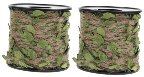 VILLCASE 2 Rollen Garn Dekoration Hochzeit Mit Blattband Simulation Diy Rattanseil Seil Aus Rattanblättern Jute- Kaninchenkäfig Hochzeitsdekoration Künstlich Nylon Material