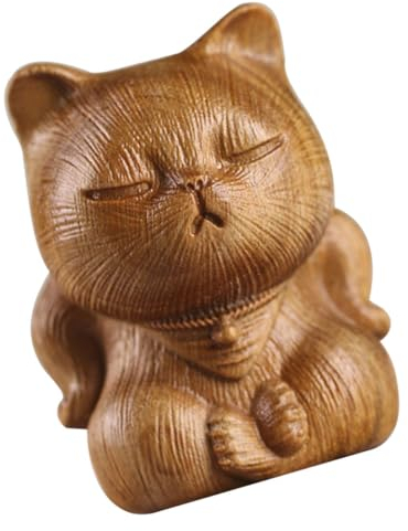PRETYZOOM Verawood Katzenfigur Holzornament Für Schreibtisch Vintage Katzenstatue Schreibtischdekoration