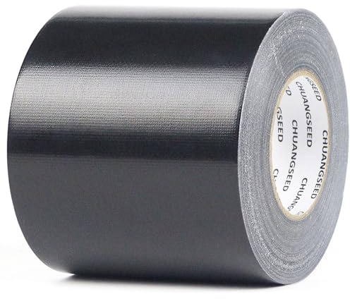 CHUANGSEED 1 Stück Gewebeklebeband, robust, schwarz, 100 mm x 50 m, Gaffer, breit, schwarz, amerikanisches Klebeband, Reparaturband, robust, Duct Tape, Schwarz, Befestigung, Reparatur von Zelten
