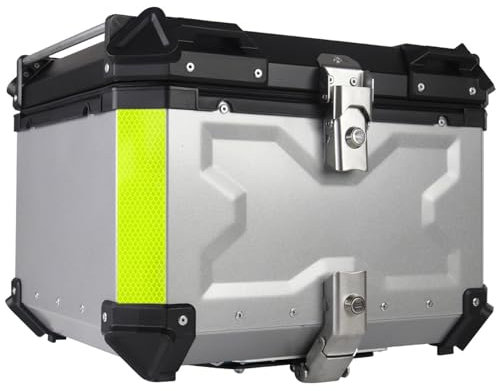 Motorradkoffer 45L 55L 65L 80L 100L Aluminium Top Case Motorrad Roller Koffer Kofferraum Gepäck,Wasserdicht Top Box Mit Rückenlehne(Schwarz,80L)