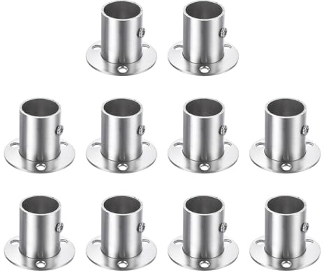 QUARKZMAN 10pz Supporto Flangia Asta Armadio in Acciaio Inox, 1 Dia Supporto per Asta Flangiato Attacco Palo Supporto Tubo Parete con Viti, Argento