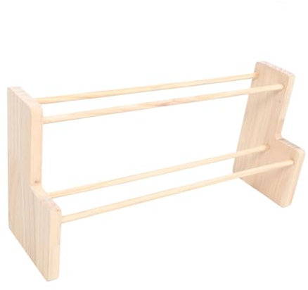 PLAFOPE Holz Bandorganisator Doppellagig Tisch Bandhalter Aus Holz Aufbewahrungsständer Für Bastelbänder Bastelzubehör Für Hobby Geschenk