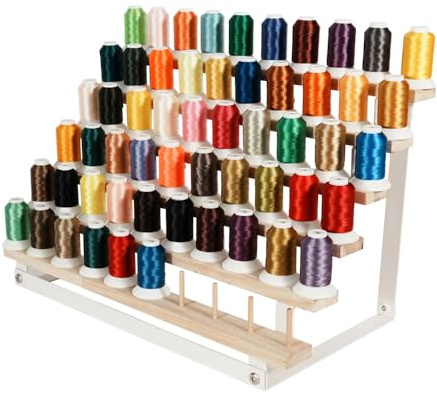 J JACKCUBE DESIGN 60 Spulen Fadenhalter Organizer, freistehend & wandmontiert, Stickerei, Quilten, Nähen, Flechten Aufbewahrung für Garnspulen, mit Stahlrahmen (weiß) – MK1312B