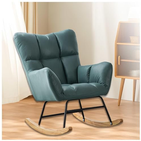 HJXBD888 Schaukelsessel mit Armlehne, Gepolsterter Stillstuhl Stillsessel, Belastbarkeit bis 120 kg für Wohnzimmer/Schlafzimmer/Balkon,Green