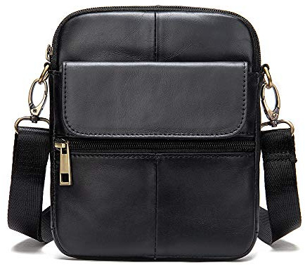 Handy Umhängetasche Leder Herren Klein, Herrentasche zum Umhängen Wasserdicht, Leder Reißverschluss Brusttasche Schultertasche Holster Kuriertasche Handytasche mit Schulterriemen Geldbörse Handtasche