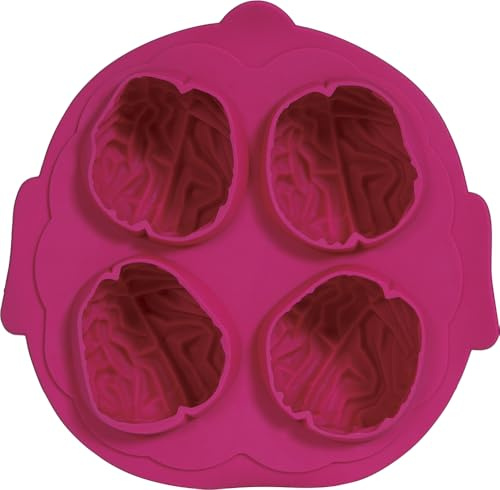 FIESTAS GUIRCA | Molde para 4 Galletas de Cerebro (16x16 cm) - Decoración de Mesa para Halloween y Fiestas Temáticas - Ideal para Hornear Galletas de Terror y Celebraciones - Granate