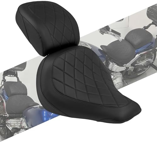 HCmotorku Motorcycles Front Driver Rider Seat Rear Passenger Pillion Seat Fit for Harley Softail Fat Boy FLFB Fatboy FLFBS 114 2018-Up Breakout FXBR FXBRS 2023-up (Black Stitching)