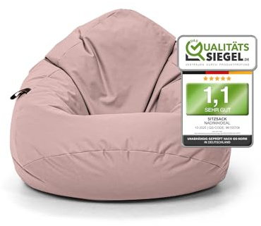 Nadimaideal Sitzsack Tropfenform Kastanie | Bodenkissen für Kinder & Erwachsene | Indoor & Outdoor | Gaming Sitzsack - Sitzkissen - Beanbag | Füllung EPS Perlen (Puderrosa, XL-Durchmesser 77 cm)