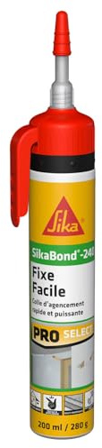SIKA - Colle acrylique d’agencement - SikaBond-240 Fixe Facile, Blanc, 280g | Intérieur et extérieur abrité - Multi-support - Maintien immédiat - Sans pistolet