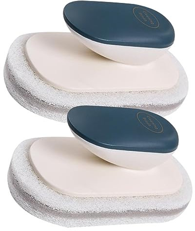 minkissy 2pcs Kitchen Scrub Brush Ergonomic Handle Soft Cleaning Sponge for Dishes Pots Pans Super Absorbent Kitchen Accessory