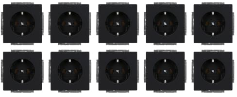 10 Stück Busch-Jaeger 20 EUC-885 Plattform 63 SCHUKO Steckdose | Steckdosen-Einsatz Schwarz Matt 2CKA002011A3883