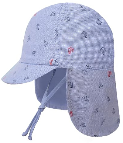 Gifts Treat Baby Kinder Sonnenhut, Baumwolle Hut für Baby Jungen Mädchen Winddicht Hut in Cartoon-Muster, Baby Sonnenhut mit Halsschutz