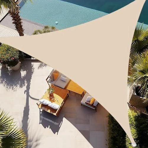 Vela Ombreggiante Triangolare,Impermeabile Vele Parasole Protezione UV 95% per Esterno, Giardino e Terrazza, Piscina,3 corde in omaggio (off-white,6x6x6m)