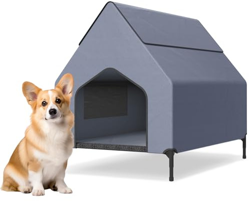 NAIZY 2-in-1 Hundehütte M Größe Kundehütte Outdoor, 109,5 x 74,5 x 93 cm Hundebett aus Oxford-Material & Atmungsaktives Netzgewebe mit Dach Hundeliege Katzenhöhle Haustier Shelter