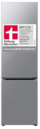 Samsung RB38C7AGWS9/EF Kühl-Gefrierkombination, 203 cm, 387 l, AI-Kühlschrank mit Gefrierfach, SmartThings AI Energy Mode, Cool Select+, Twin Cooling Plus, Metal Cooling, Edelstahl Look