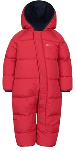 Mountain Warehouse Frosty Kids Junior Padded Snowsuit - Puffer Jacket with Central Zip, Hand & Foot Cuffs, Fleece Lined - Autumn Winter Travelling & Outdoors Dark Red Baby Size 12-18 Months