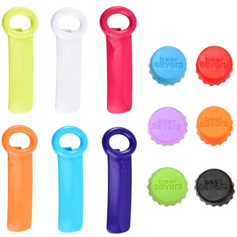 JDNFKG 6 Pezzi di Apribottiglie E 6 Pezzi di Tappo di Birra, Forniture da Cucina, Apribottiglie Manuale, Screamer con Cappuccio Antiscivolo.