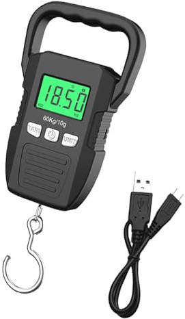 Pesce Bilancia 60kg Digitale Portatile Appeso Pesca Pesca Bilancia con Display LCD Retroilluminato Bagagli con Gancio Antiscivolo Heavy Duty Mano