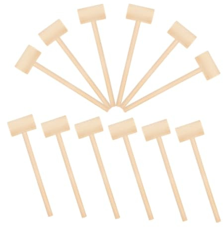 KONTONTY 24pcs Mini Wooden Mallets Solid Wood Chocolate Cracking Hammer Tools Lightweight Ergonomic Design for Craft Activities Party Game Props