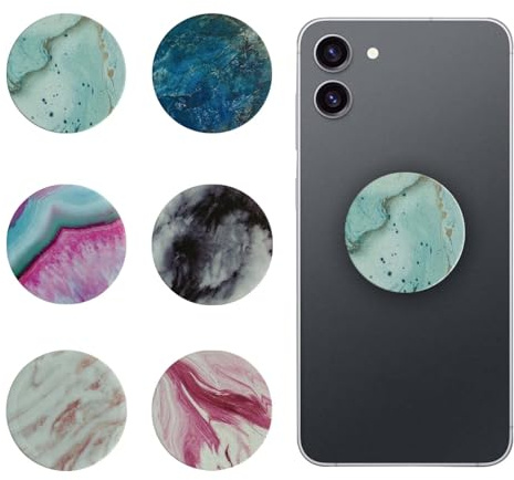 Phone Grip, 6 PCs Phone Grips for Back of Phones Multi-function Foldable Finger Cell Phones Stand Marble-Pattern Stand for Smartphones for Smartphone And Tablets