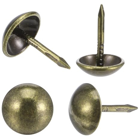Heclia 150Pcs Upholstery Tacks Vintage Upholstery Nails Tacks 7/16 Inch Thumb Tack Furniture Sofa Thumb Nails Pins Assortment Kit Decorative Tack for Furniture Sofa Shank Antique Brass