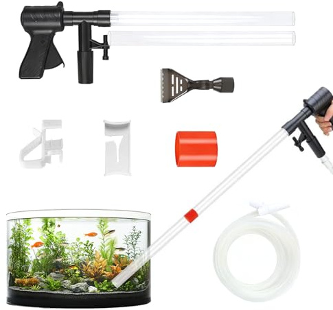 Mulmsauger Aquarium, 4-in-1 Aquarium Reiniger Kit, Aquariu Kiesreiniger & Wasserwechsler mit Wasserfluss-Regulierung, Aquariu Sauger für Wasserfilterung Sandreinigung Algenkratzen Kotabsorbieren