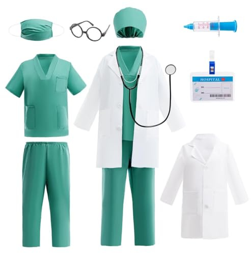 Lito Angels Déguisement Docteur Enfant, Vert, 12-13 ans