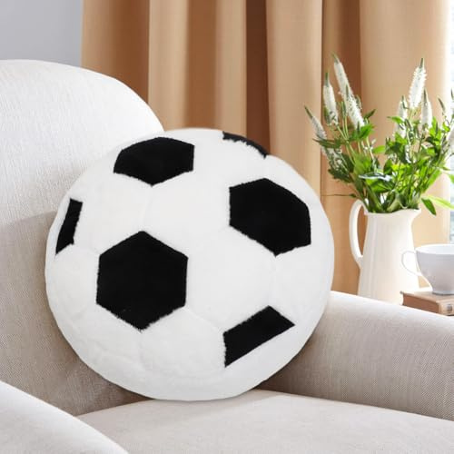 DASIAUTOEM Plüsch Fußball Sitzkissen, 35 x 35cm Flauschige Fußball Sitzkissen, Weiches Fußballkissen für Kreative Schlafzimmer-Dekoratio, Geburtstag Party Geschenk für Fußballliebhaber
