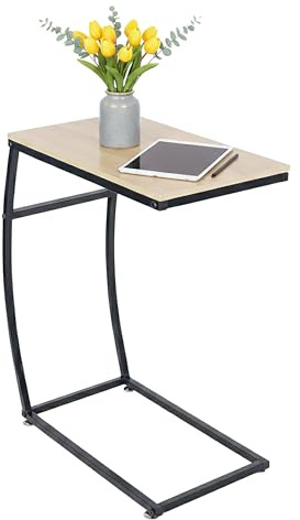 Relaxdays Tavolino da Divano a Forma di C, 58,5x47,5x25 cm, Tavolo Laterale Salotto e Letto, Ferro
