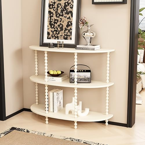 YCYRF Tavolo Consolle Ingresso a Mezzaluna a 3 Ripiani, Mobile Corridoio Stretto, Mobile Dietro Divano con Ripiano, Tavolo Soggiorno per Ingresso, Soggiorno, Foyer(White,100x40x96cm/39x16x38in)