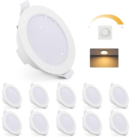Gr4tec 6W LED Einbaustrahler 230V Dimmbar 2700K Warmweiß IP65, 10er Set