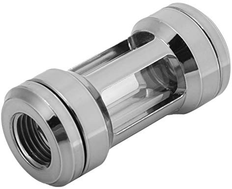 BAFOVY Filtro per Raffreddamento Ad Acqua per Computer, Ottone e Acrilico, Filettatura G1/4, Rimuove le impurità per Sistemi di Raffreddamento a Liquido (SILVER)