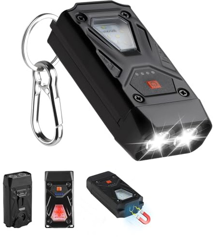 livager Small Keychain Torch Rechargeable Mini EDC Torch 700 Lumens Super Bright COB Work Light with Magnetic Base Clip-On Keyring LED Flashlight for Camping Hiking Emergency Workshop Repair Outdoor
