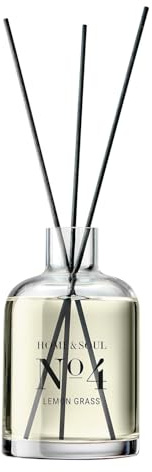 BUTLERS Raumduft 250 ml Lemon Grass No. 4 - HOME & SOUL - Diffusor mit Rattan Duftstäbchen für ätherische Öle | Deko Badezimmer & Raumerfrischer für Büro | Raumparfum für die Wohnung