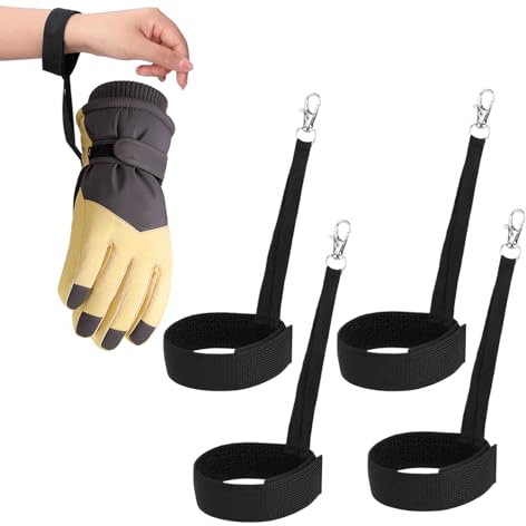 Guanti da sci con cordino da polso, elastici, guanti da sci, cinghie di sicurezza, per pendolarismo, passeggiate, campeggio, uomini, donne, adolescenti, adulti, sciatori, appassionati invernali