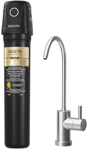 AQUALTRA USF02-BKF Système sous évier avec robinet, 75700L, certifié NSF/ANSI/CAN 372, réduit PFOA, PFOS, chlore, plomb, mercure, chloramine, fluorure, microplastiques, mauvais goût & odeur