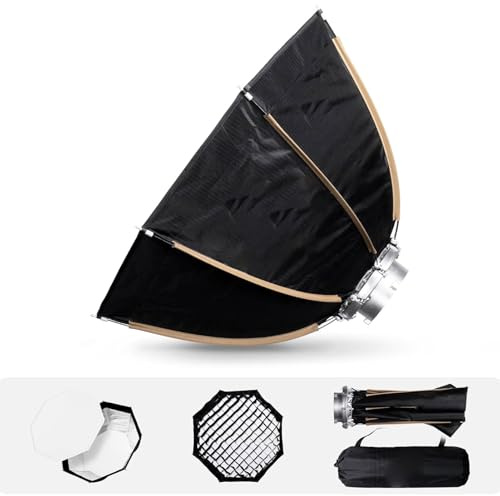 Naroote Softbox Portable Octogonale avec Contrôle Précis de la Lumière pour Les Lumières de Remplissage des Séries X200/CX100/X60, Idéale pour Les Créateurs de Contenu, Nylon + Composite à Haut
