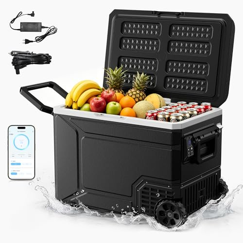 EUHOMY 79,2L Kompressor Kühlbox, Kühlbox Auto Mit APP Steuerung, -20℃~20℃, 12/24V & 240V Kühlschrank, Mit Zuggriff, Tragbarer Gefrierschrank mit Rädern für Camping, Reisen, Angeln, Outdoor