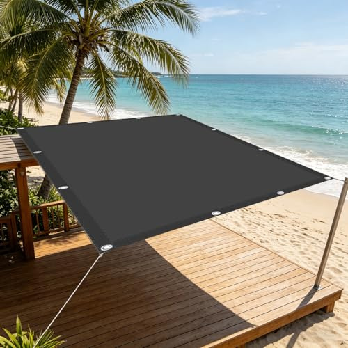 Tenda a Vela 150 x 260 cm Protezione UV Resistente Tenda a Vela Ombreggiante con Occhielli e Corda per Auto, Piscina, Patio, Balcone, Piante, Pollaio, Allevamento Bestiame, Nero