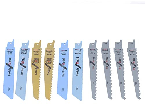 Generic Lame per Seghe Alternative Lame per Seghe a Gattuccio Durevoli in Acciaio Ad Alto Tenore di Carbonio per Legno e Metallo Set da 10 Pezzi per il Taglio di Vari Materiali