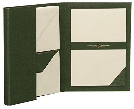 Rössler Briefpapier mit Umschlag | Briefpapier Set |Briefpapiermappe | 15 Briefpapier A5 | 15 Umschläge C6 | 190 x 30 x 245mm | 1 Stück | Farbe: Grün | Papier in Creme | Briefset mit cremefarbenem A5 Briefpapier und C6 Umschlägen für persönliche Briefe, Einladungen und Danksagungen