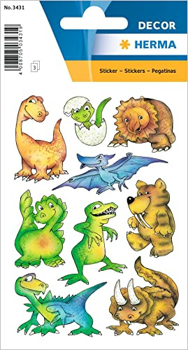 HERMA 3431 Lot de 27 autocollants dinosaures petits et grands animaux avec motif de dinosaure amusant Étiquettes pour enfants pour album photo, journal intime, album de poésie, scrapbooking,