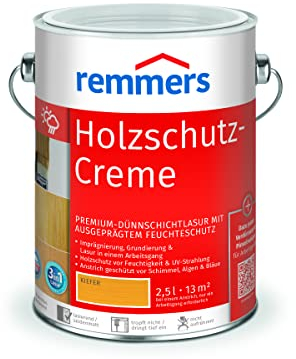 Remmers Holzschutz-Creme 3in1 kiefer, 2,5 Liter, tropffreie Holzlasur für aussen, 3in1: Imprägnierung, Grundierung & Lasur in EINEM Arbeitsgang