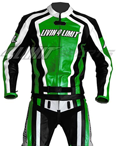 4LIMIT Sports Motorrad Lederkombi LAGUNA SECA Zweiteiler, Schwarz-Grün, Größe M
