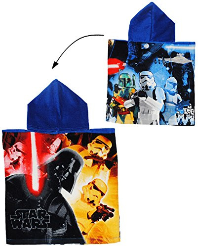 alles-meine.de GmbH Badeponcho - Star Wars - 50 cm * 105 cm - 3 bis 6 Jahre Poncho - mit Kapuze - Handtuch Strandtuch Baumwolle - Starwars Darth Vader Skywalker Clonewars - J..