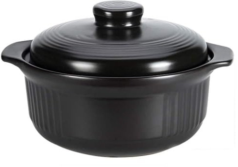 Xyanzi dianzhuguo Casseruola, Zuppiera in Ceramica per Zuppa di Terracotta Resistente al Calore, per 2-5 Persone, Nera (con Coperchio) (Dimensioni : 2.0L)