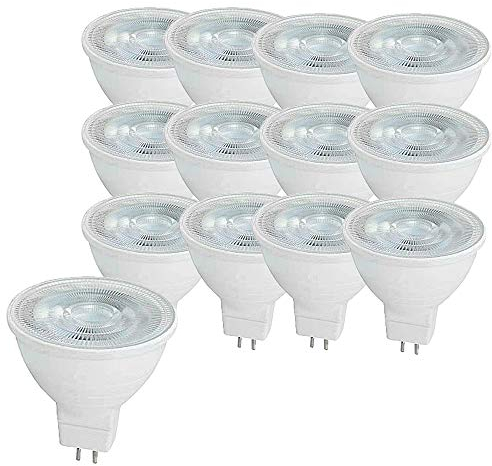OUGEER 12 Stück MR16 LED-Leuchtmittel 6W LED GU5.3, Entspricht 60W MR16 Halogenlampe Warmweiß 3000K MR16 LED-Strahler GU5,3 600 Lumen Nicht Dimmbar, AC/DC 12V