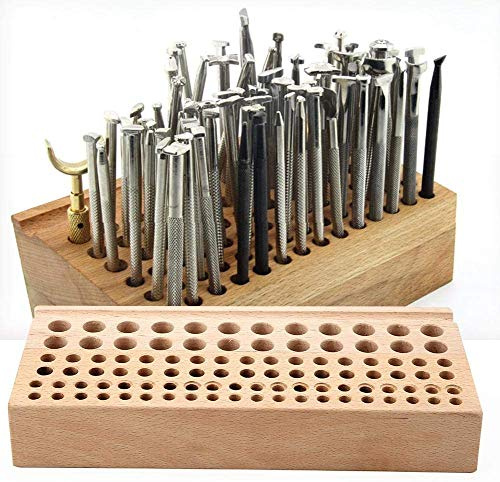 Herramienta para Artesanía en Cuero, 98 agujeros precisos, soporte de goma y madera para estampado y perforación, herramienta artesanal for talleres, principiantes y profesionales