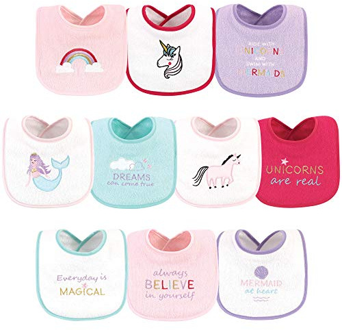 Luvable Friends Baby Sabber-Lätzchen, Unisex, 10 Stück, Einhörner und Meerjungfrauen, Einheitsgröße